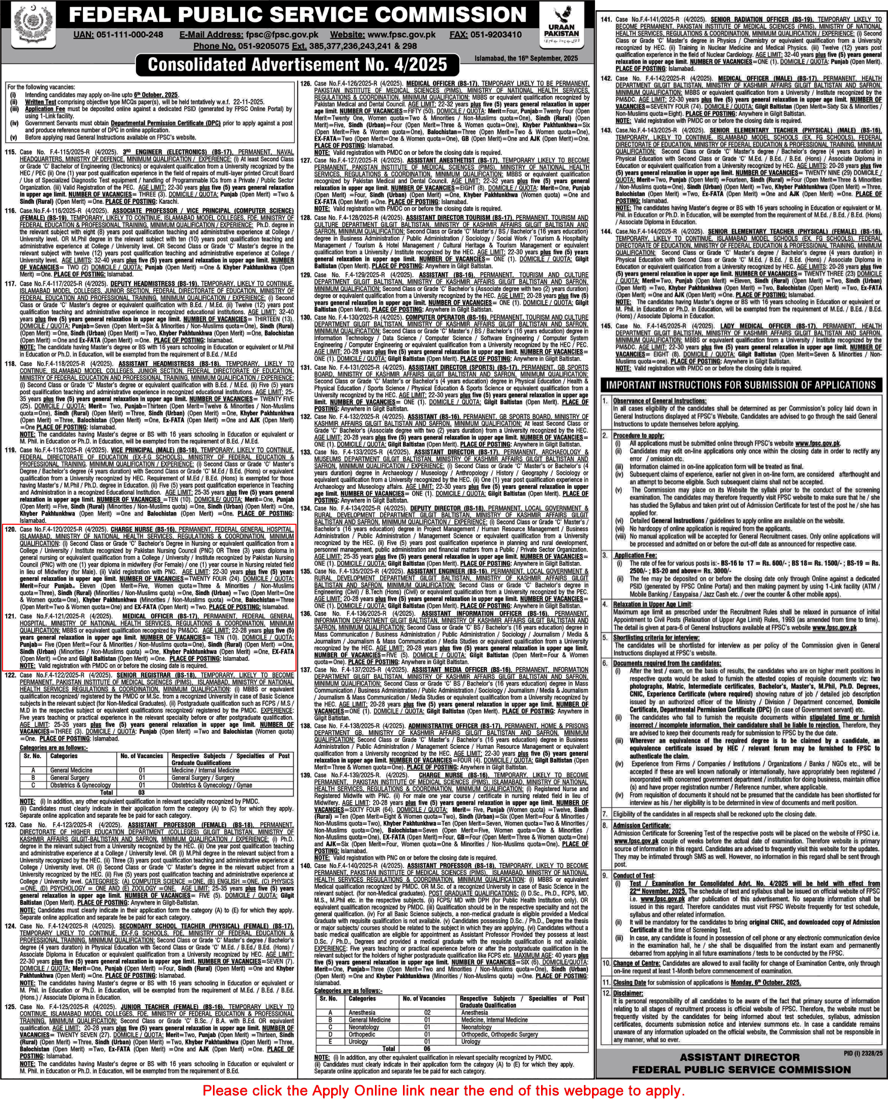 Federal Directorate of Education Jobs September 2025