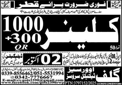 Cleaner Jobs Open In Qatar 2025